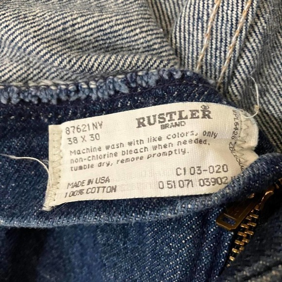 Vintage Rustler Yellow Patch Dark‎ Wash Denim Jeans - Picture 4 of 5